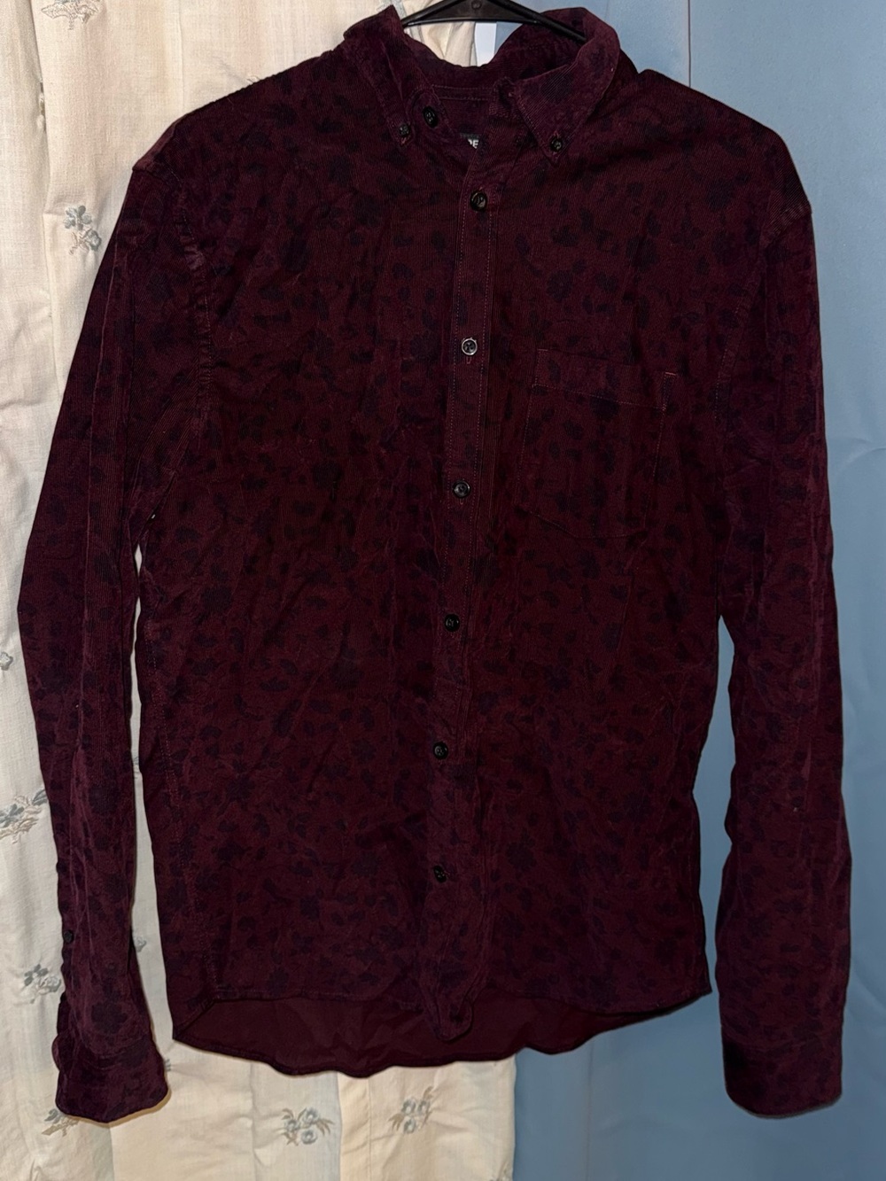 Express Men's Deep Burgundy Patterned Shirt Jacket